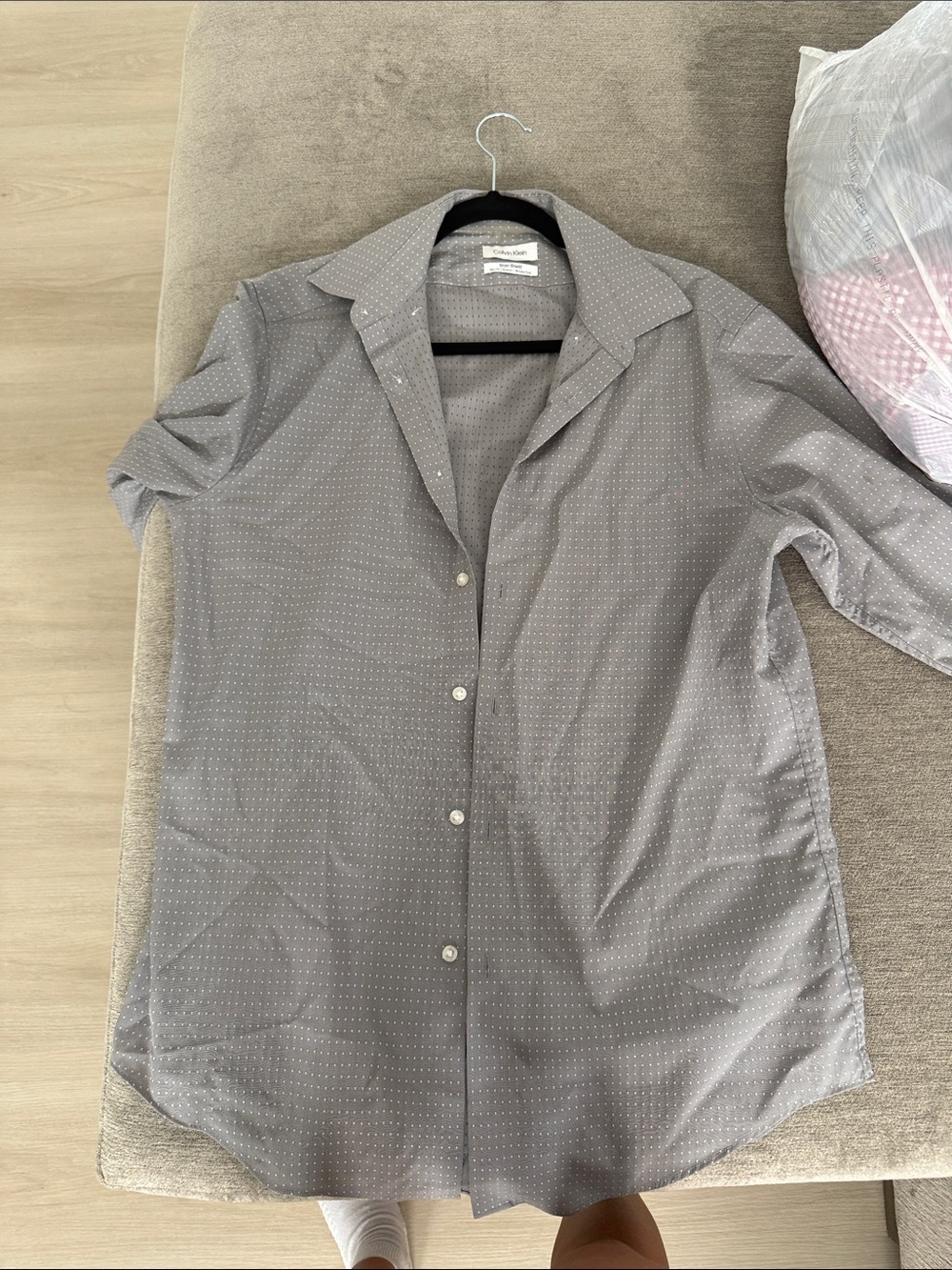 Calvin Klein Gray Microdot Button-Up Shirt